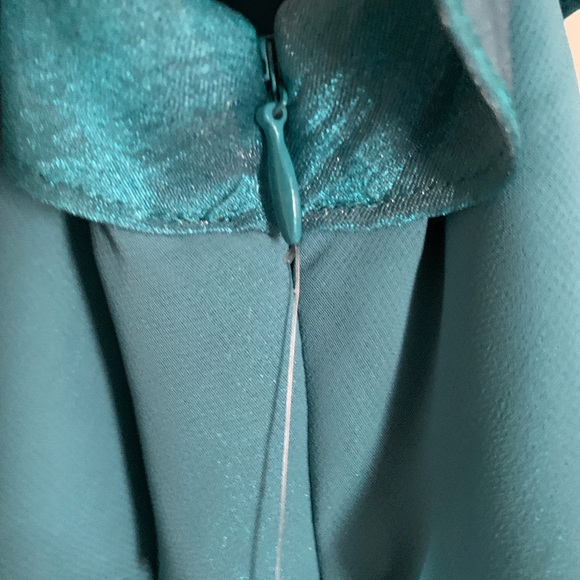 Teal Jeweled Ruffled Formal Plus Dress - Picture 6 of 6